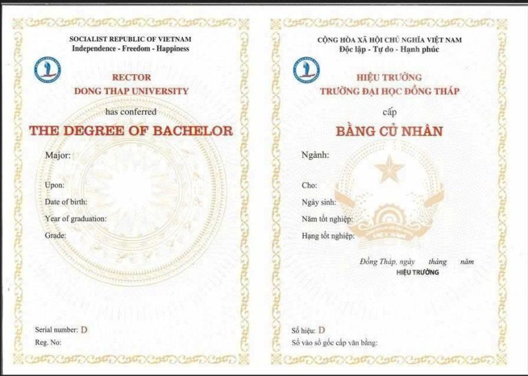mẫu bằng đại học đồng tháp