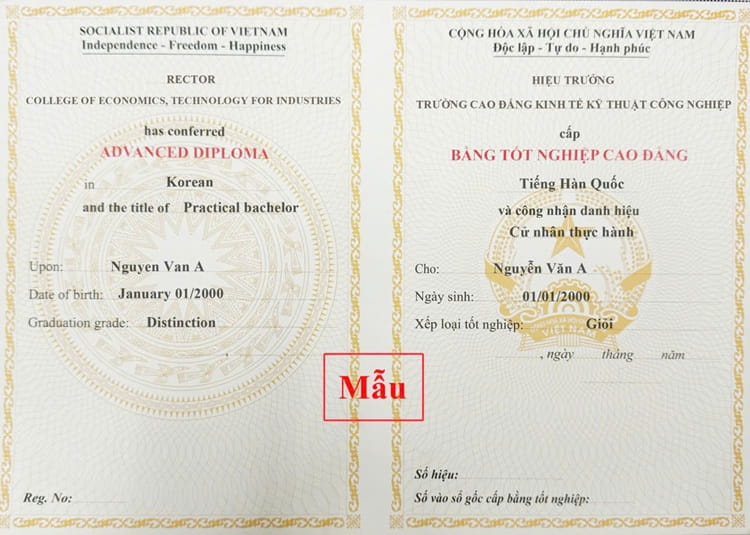 mẫu bằng cao đẳng từ xa