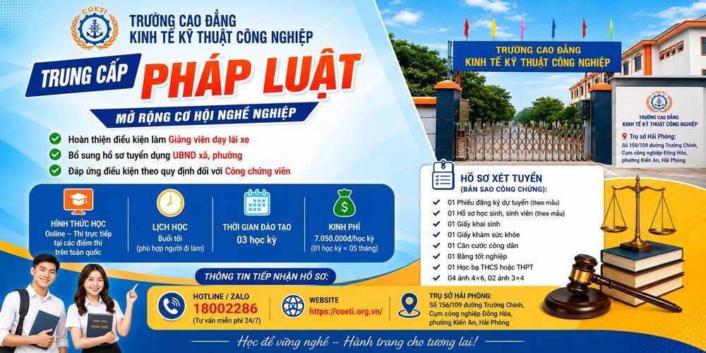 XÉT TUYỂN TRUNG CẤP NGÀNH PHÁP LUẬT